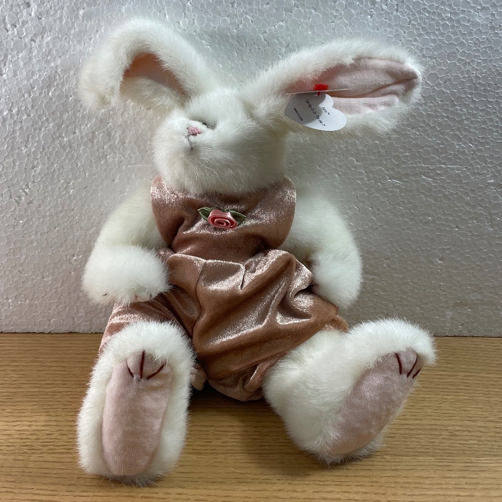 TY Attic Treasures Bunny Plush Sara Mauve Pink Dress Adorable Face Jointed NWT